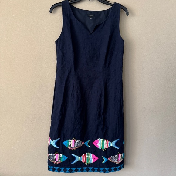 Talbots Embroidered Sequin Fish Sheath Dress Size 4 - Picture 4 of 10